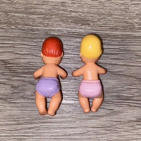 Vintage Barbie Krissy Baby Dolls Lot of 2 Purple Pink Blonde Red Head Diapers - Picture 2 of 2